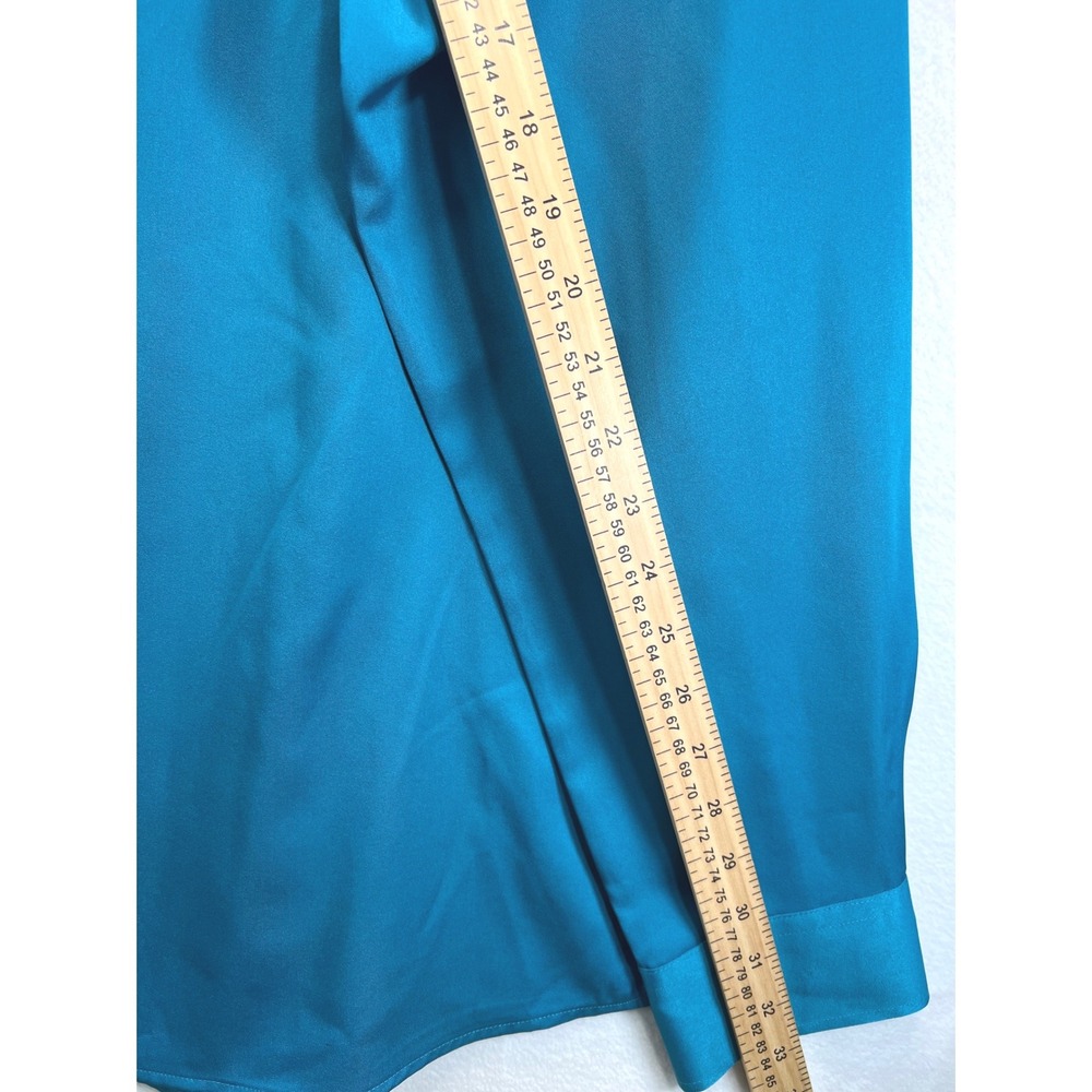Flex Mens Luxury Collection Teal Blue Long Sleeve Button Down Dress Shirt XL - Picture 10 of 14